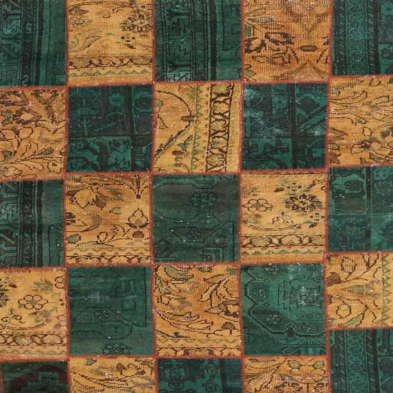 Ahgly Company Indoor Square Contemporary Dark Brown Patchwork Area Rugs, 4' Square