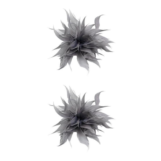 Guardurnaity Broche de plumas para mujer, decoración para boda, Halloween, gris 2piezas Gris