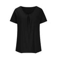 thumbnail image 4 of Jewelreauty Short Sleeve Shirts for Women Casual V Neck Ruched Blouses Summer Solid Color Loose Tops Tee (XL, Black), 4 of 9