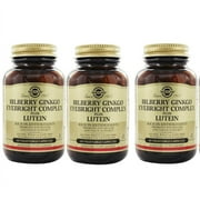 Solgar Bilberry Ginkgo Eyebright Plus Lutein, 60 Vegetarian Capsules - 3 Packs