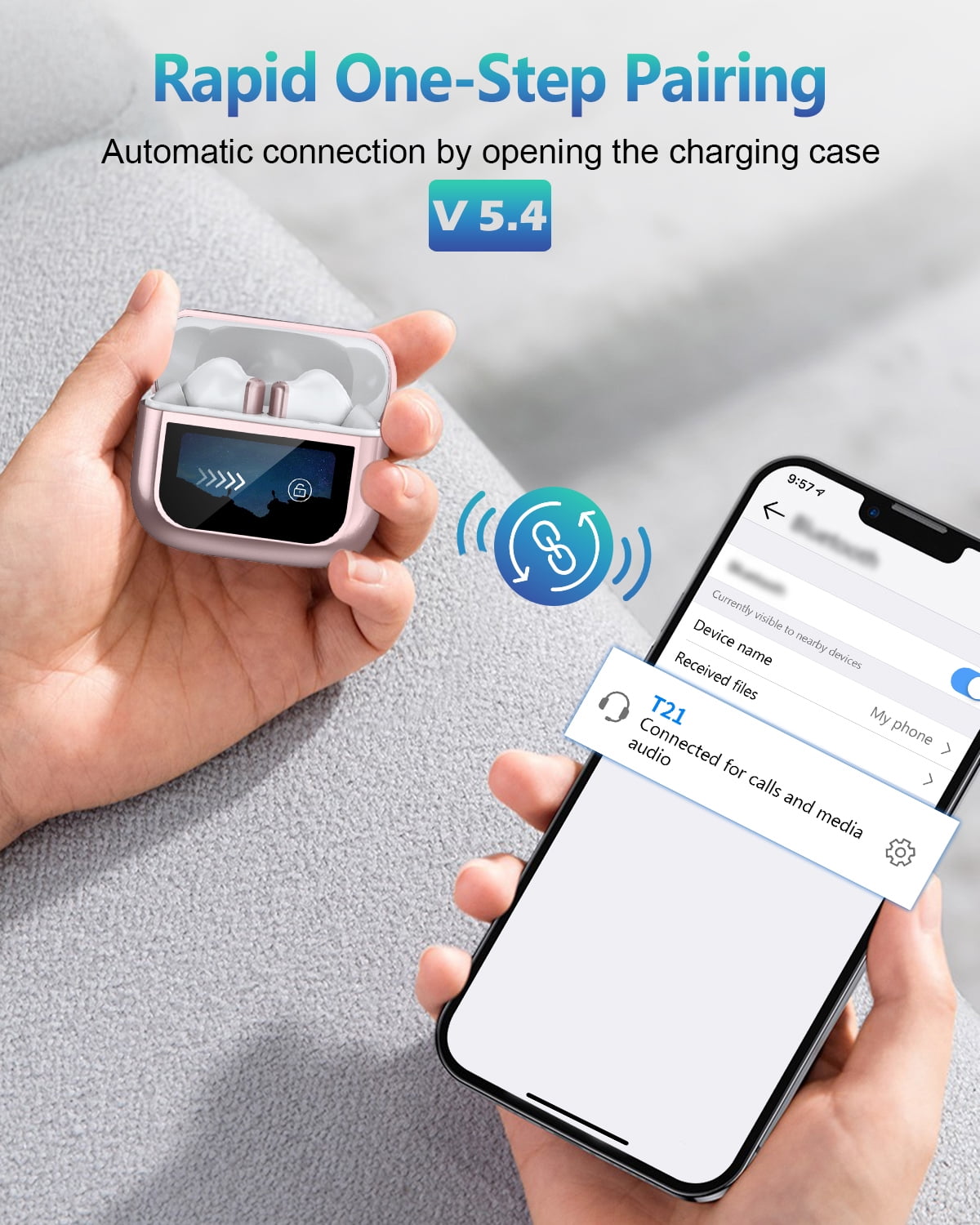 Wireless Earbuds, Bluetooth 5.4 Headphones, EarBuds with Touch Screen, ANC ENC Noise Cancelling Transparency Mode, 50H Stereo Deep Bass, IPX7 Waterproof, Clear Calls, 5 EQ for iOS Android