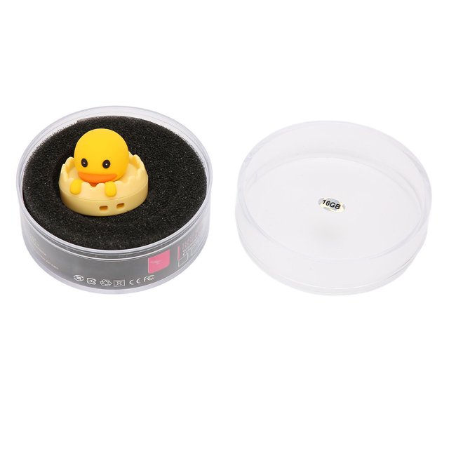 Memoria USB 2.0 con interfaz U DISK, estilo de dibujos animados de pato amarillo, portátil, para computadora (círculo de pato amarillo de 16 GB)