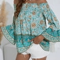 thumbnail image 5 of Dyegold Summer Tops for Women 2023 Trendy, Summer Boho Tops for Women Bohemian Floral Print T-Shirts Bell Sleeve Off Shoulder Blouse Dressy Casual Cute ​Tunics, 5 of 8