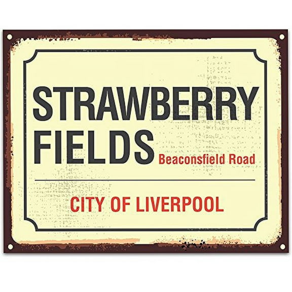 Strawberry Fields Street Sign - 11x14 Unframed Typography Art Print - Great Gift for The Beatles Fans (Printed on Paper, Not Metal)