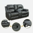 thumbnail image 6 of Bonded Leather Living Room Furniture Set Reclining Sofa Set Loveseat Furniture Sets in Living Room Sofa Recliners (Loveseat, Black), 6 of 13