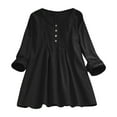 thumbnail image 2 of Pxiakgy plus size tops for women womens tops Women's Retro Loose Design Round Neck Thin Breathable Cotton Linen Top Black + M, 2 of 4