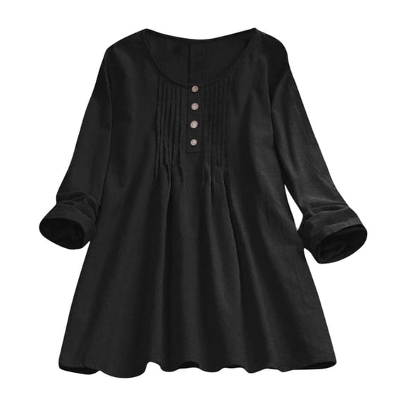 Outfmvch Womens Button Down Shirts Linen Shirts for Women Linen Shirts for Women Embroidered Tops for Women Gauze Shirts for Women Flowy Tops for Women Black L