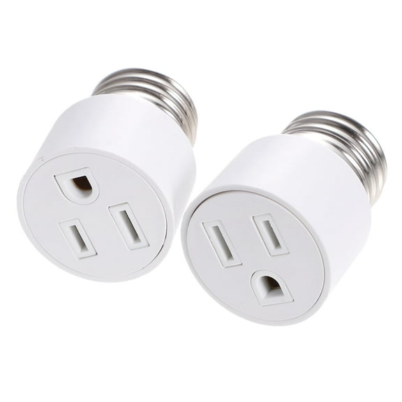 2-Pack E26 Light Socket to Outlet Adapter Converter – Dual Plug Bulb Socket Adapter for Home Lighting
