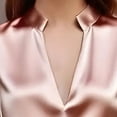 thumbnail image 2 of MORTTIC Women's Elegant V-Neck Long Sleeve Satin Blouse Slim Fit Top for Office Party & Everyday Wear Pink，S, 2 of 4