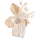 thumbnail image 1 of KAKOWELY Peineta lateral para el cabello, tocado de novia con patrón de flores y hojas, pinza decorativa para el cabello, 1 of 5