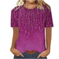 thumbnail image 1 of Staron Hauts d'Été pour Femmes Chic Décontracté Manches Courtes Tunique à Imprimé Floral T-Shirts Basiques de Bureau Mode T-shirt Décontracté Col Rond Blouses Rose Vif G, 1 of 4