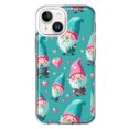 thumbnail image 1 of MUNDAZE Étui pour Apple iPhone 15 Plus Hybride Antichoc Mince Étui Rigide Souple TPU Protection Robuste - Gnomes Cœurs Turquoise Rose, 1 of 6