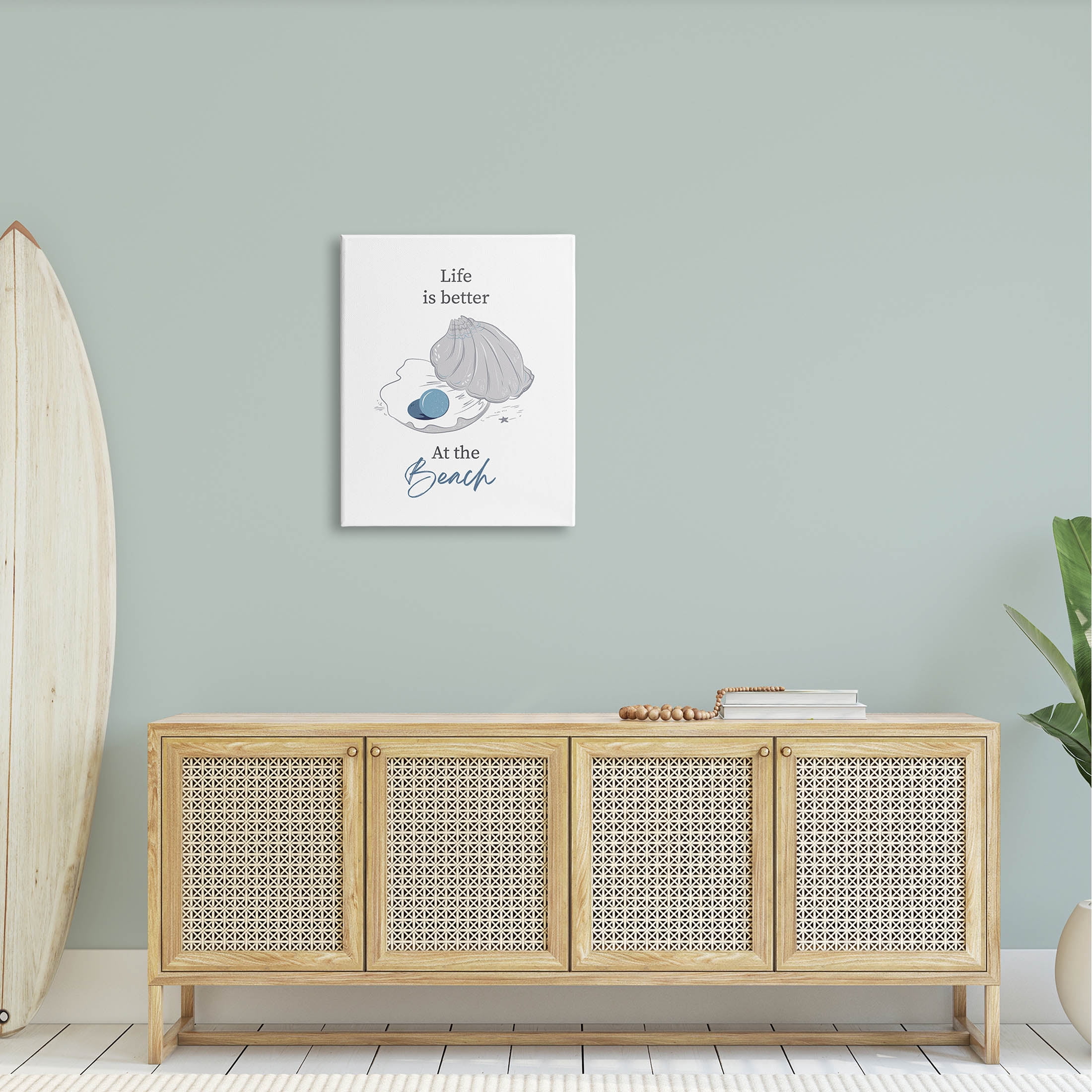 Life Better At Beach Clam Pearl Animals & Insects Graphic Art Gallery Wrapped Canvas Print Wall Art