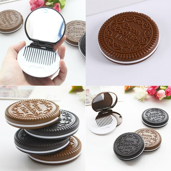 Fridja Mini Pocket Chocolate Cookie Biscuits Compact Mirror With Comb Cute