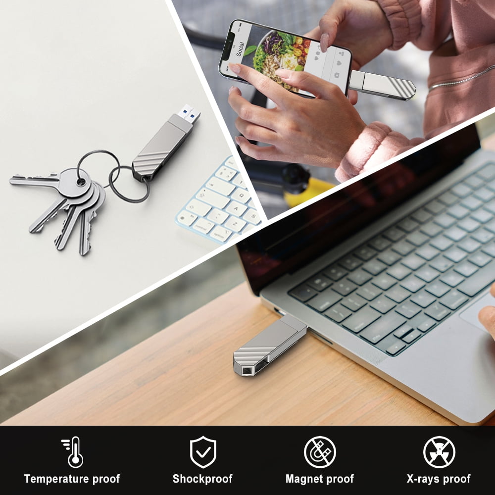External Hard Drive 256G, KEXIN External SSD USB 3.2 Gen 1 Type C Thumb Drive up to 450MB/s Portable SSD, Silver