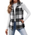 thumbnail image 5 of Fantaslook Women Plaid Outerwear Vest Lightweight Sleeveless Jackets Zipper Fall Winter Coats with Pockets, 5 of 10