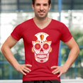 thumbnail image 4 of Kansas City Sugar Skull Men's V-Neck T-shirt KC Die-Hard Football Fan Tailgating, 4 of 7