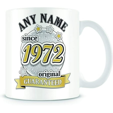 

Original 1972 (Age 50) Personalised Mug - Customised 50th Birthday Gift - Add Name - Blue