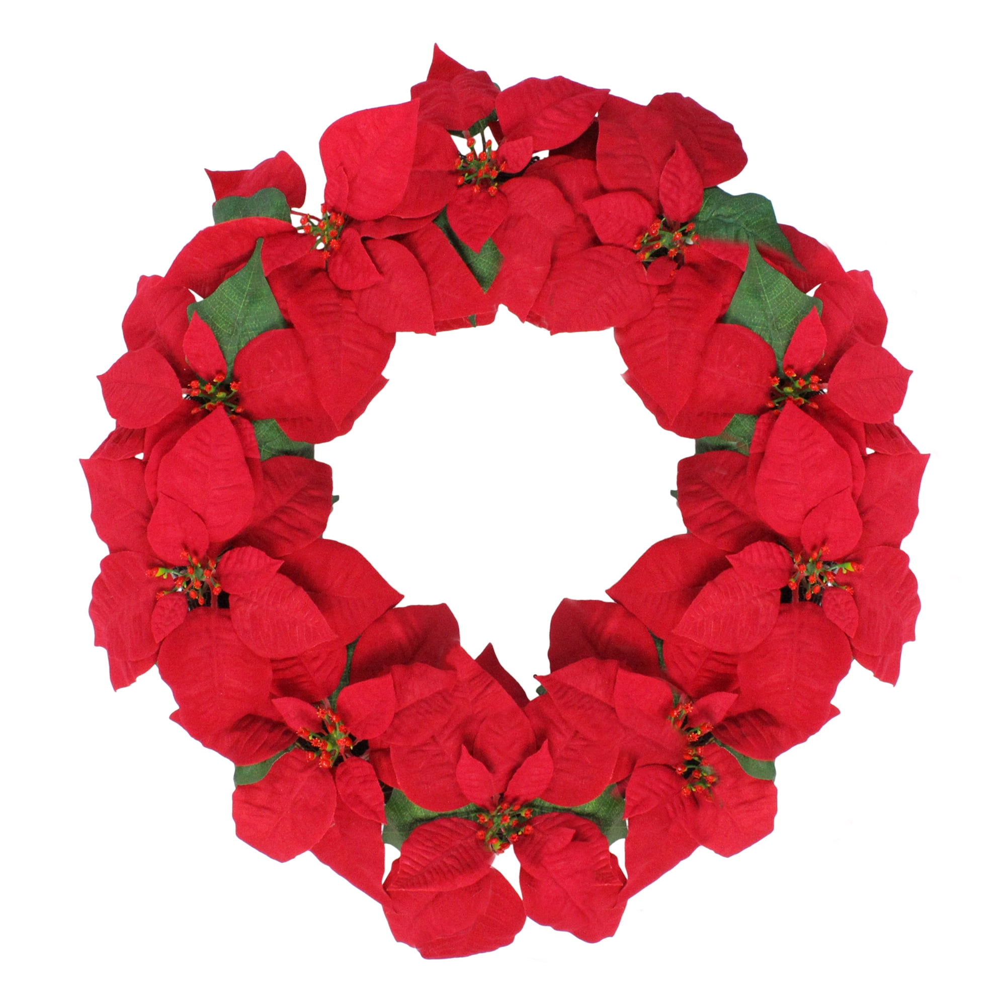 24" Red Poinsettia Flower Artificial Christmas Wreath Unlit Walmart