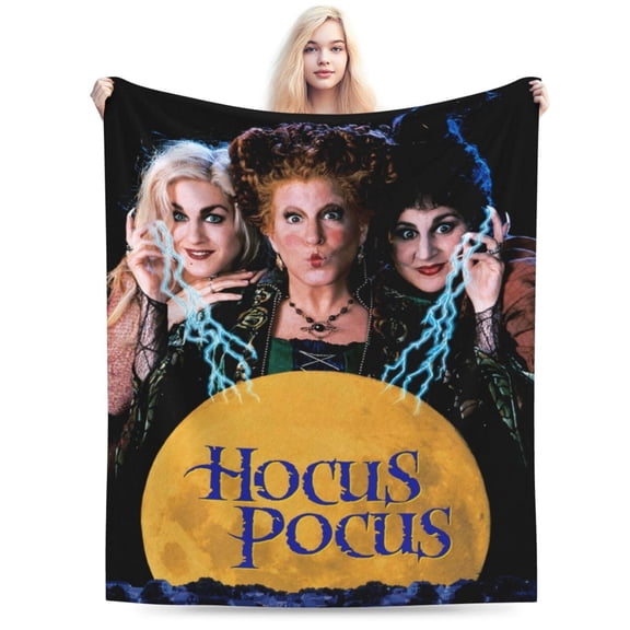 Halloween Hocus Pocus witch print blanket, super soft and warm flannel throw blanket for all seasons, suitable for bed, sofa, living room, home decoration