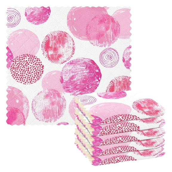 6 Packs Circles and Polka Dots Kitchen Dish Towels Soft Absorbent Dish Cloths 11"x11"