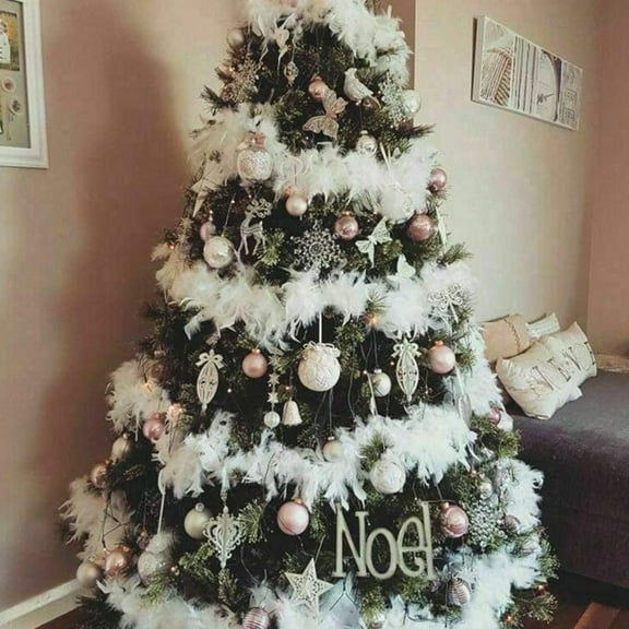 5-Pack 6.56FT Christmas Feather Garland for Christmas Tree Decoration Feather Strips Christmas Garland for Home Indoor Outdoor Party Supplies Decorations