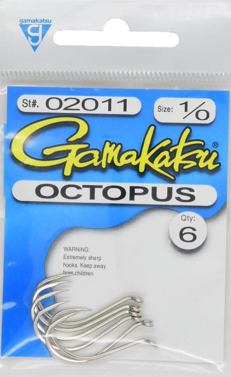 Gamakatsu Octopus Hook Size 1/0 Nickel 6pk