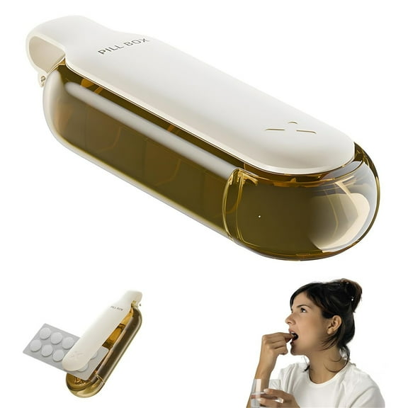 Travel Pill Organizer, 4 Compartments Portable Pill Case, Daily Pill Box to Hold Pill, Small Pill Container for Pocket Purse Medicine Organizer, 1 Pcs, 4.72x1.37x0.78"