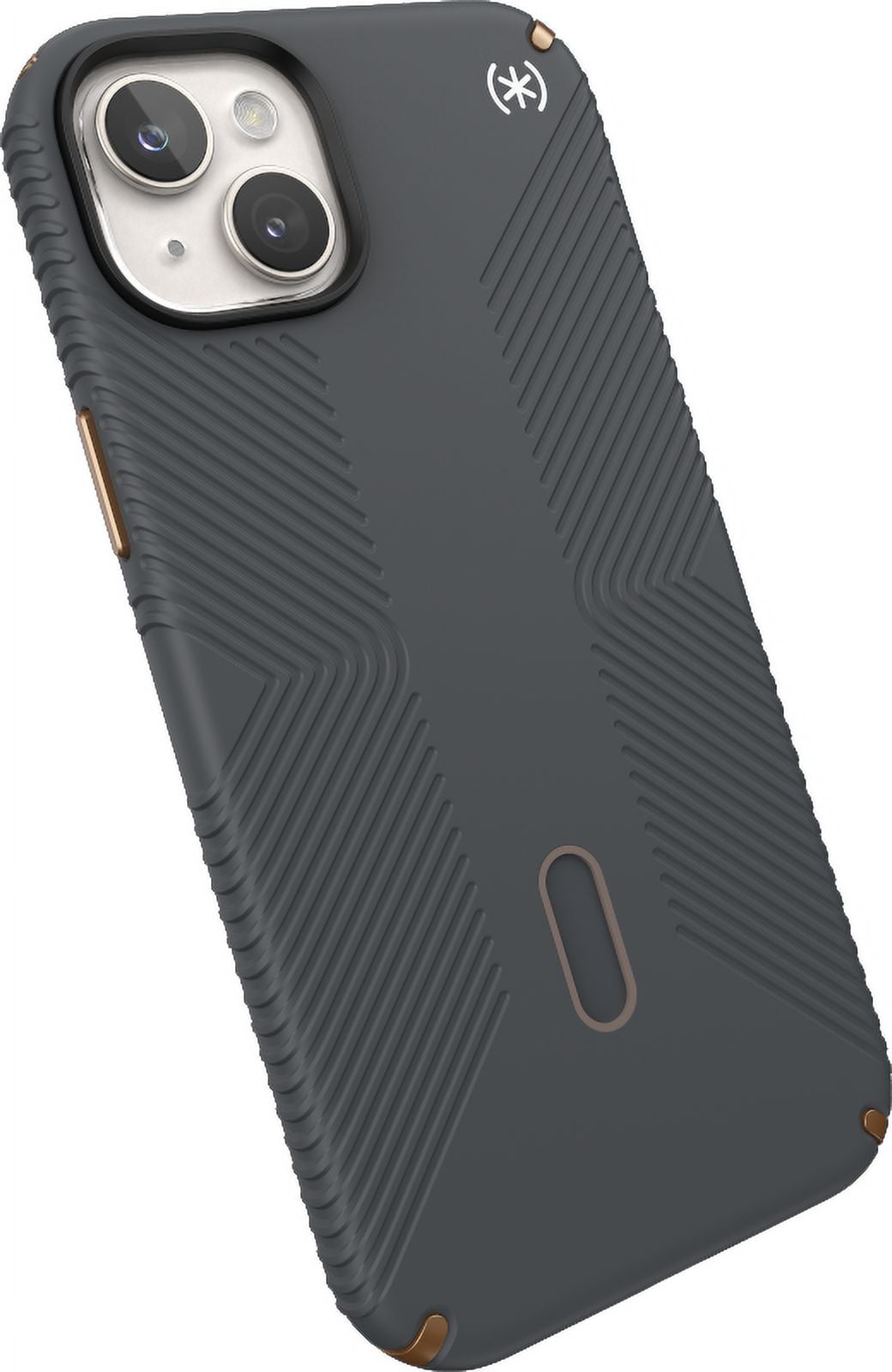 Speck iPhone 15 Plus Case-Presidio2 Grip-ClickLock-MagSafe-6.7 Inch Phone Case-Charcoal Grey/Cool Bronze/White