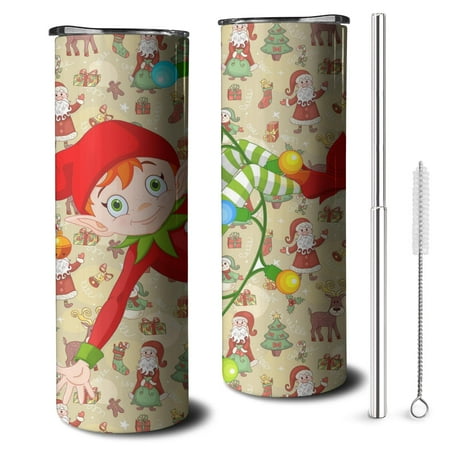 

20OZ Christmas Tree Decorations Elf Christmas Lights Personalized Style Stainless Steel Tumbler & Travel Mugs for Coffee ，could Gifts for Dad Tumbler