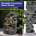 thumbnail image 5 of 23.85" H 5-Tier Outdoor Water Fountain with Cascading Waterfall,Outdoor Fountain with LED Light,Natural Looking Stone and Soothing Sound for Decor on Lawn,Garden,Gray, 5 of 9