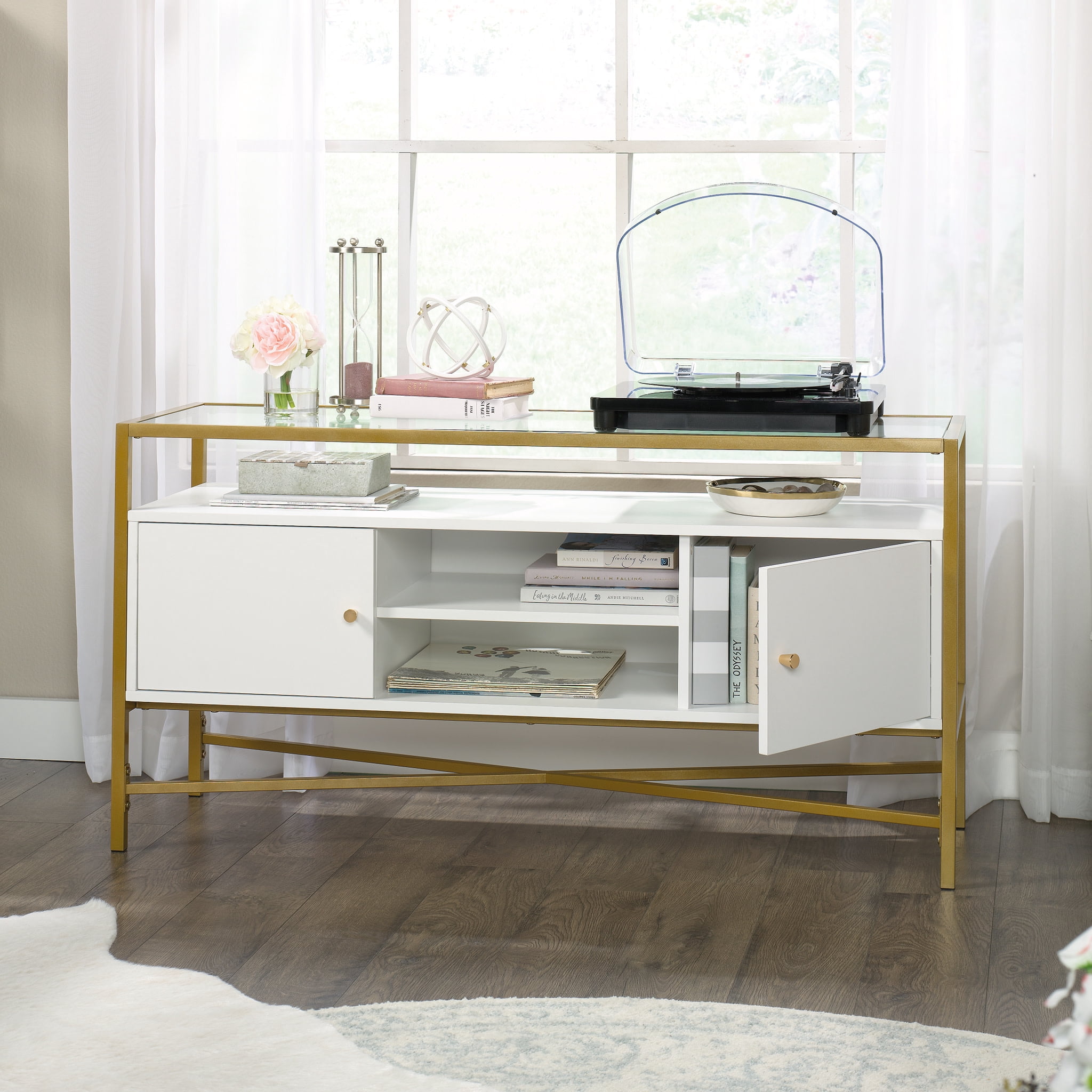 Sauder Curiod TV Stand for TV's up to 55", White Finish