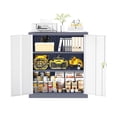 thumbnail image 1 of Metal Storage Cabinet, 42" Locking Steel Office Cabinet with 2 Doors, Tool Garage Cabinet with 2 Adjustable Shelves, Lockable File Cabinets for Home, Office, Classroom, Kitchen(White & Gray), 1 of 5