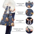 thumbnail image 5 of 5 Pack Foldable Shopping Bag,Bat Pumpkin Halloween Pattern Reusable Grocery Bags with Pockets,Large Reusable Tote Bags with Handles Waterproof & Lightweight, 5 of 6