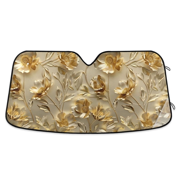Luxury Flower and Leaf Car Windshield Sun Shade Foldable Car Front Window Visor Heat and UV Protection 53x23.5