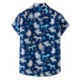 thumbnail image 2 of Playeras Y Camisas Para Hombre Camiseta de verano a la para hombre, camiseta informal con estampado de playa hawaiana, camiseta con botones, camiseta de manga corta con bolsillo (Blue, XL), 2 of 6