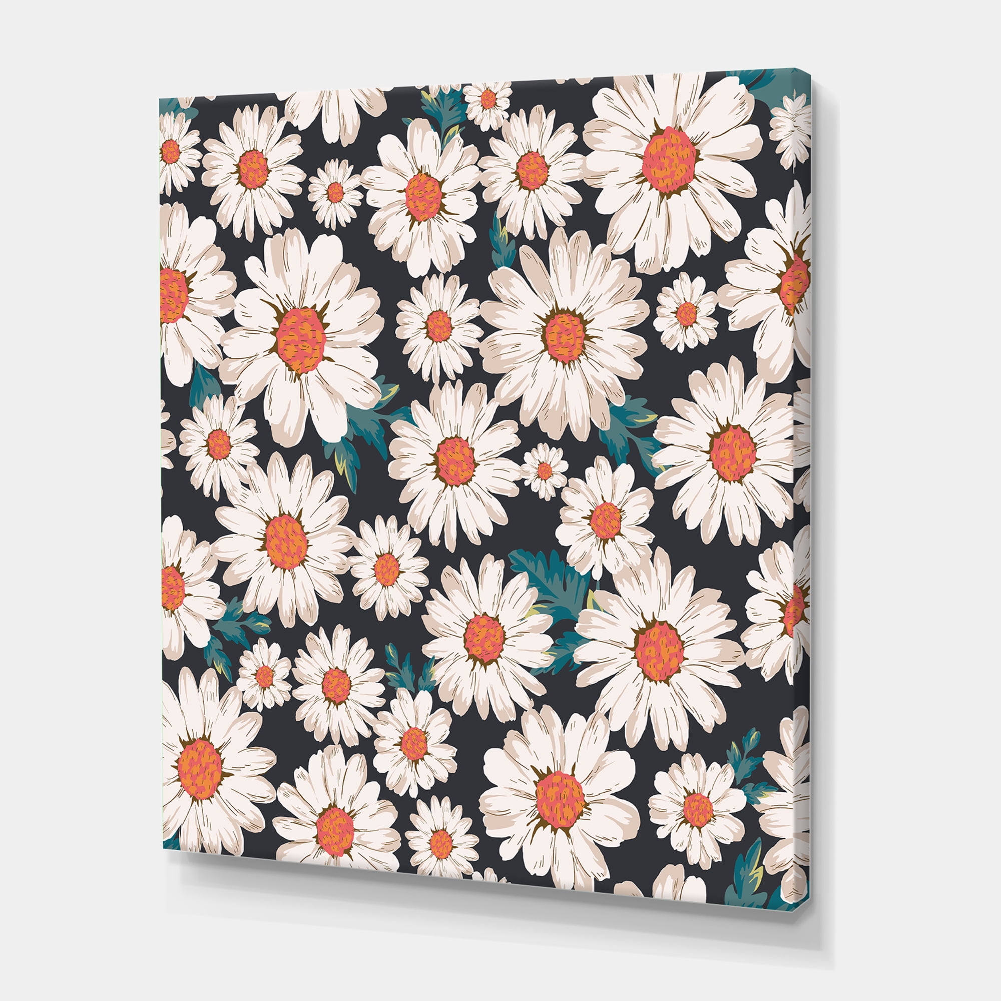 Designart ' Prolific of White Daisy Flowers ' Traditional Canvas Wall Art Print