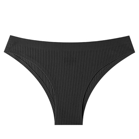 Threaded Thong for Women Low Waist Underpanties Loose Brifes Solid Color Underwear