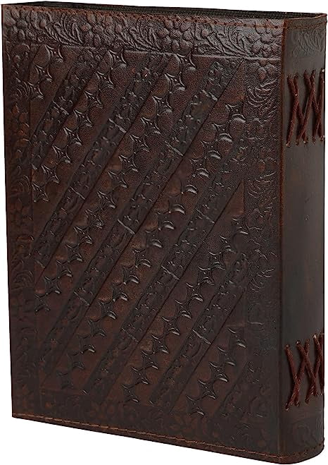 OVERDOSE Deckle Double Dragon with Stone Leather Journal - Vintage Travel Journal for Men & Women Sketch Diary Book of Shadows Handmade Vintage Deckle Edge Paper - 6 x 8 inches | 15 x 20 cm | A5