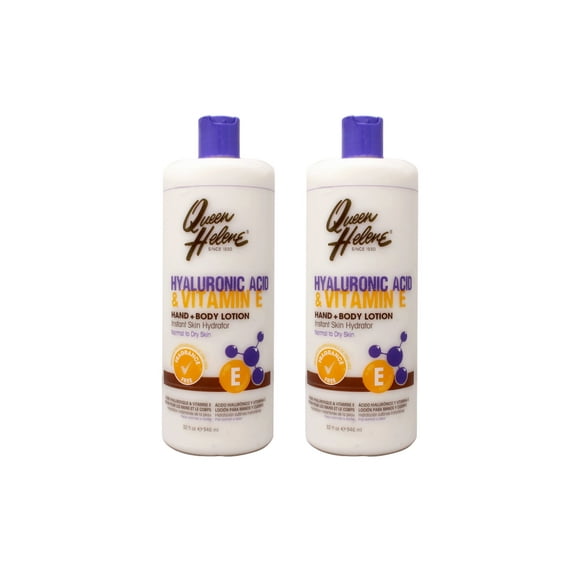 Queen Helene Hyaluronic Acid   Vitamin E Hand   Body Lotion, Instant Skin Hydrator, Normal to Dry Skin, 32 FL OZ - 2 Pack