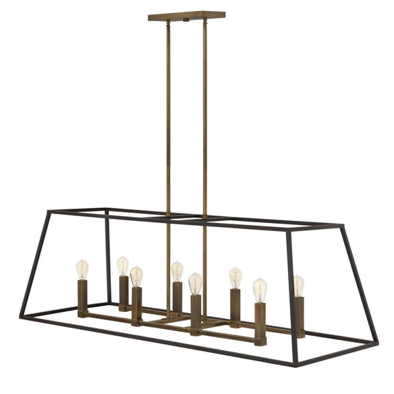 3338BZ Hinkley Lighting Fulton - 8 Light Open Frame Linear Foyer in Transitional-Industrial Style - 48 Inches Wide by 16.25 Inches High-Bronze Finish