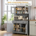 thumbnail image 2 of PIONEERWORKS 64" Kitchen Pantry Cabinet with Microwave Stand, Storage Cabinet with Adjustable Shelf, Grey, 2 of 8