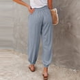 thumbnail image 4 of EDFBUYKRS Female Women Pants Casual Wide Leg Sweatpants Women Short Fashion Women Plus Size Drawstring Casual Solid Elastic Waist Pocket Loose Pants L, 4 of 9