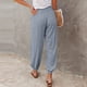 thumbnail image 3 of Pantalones casuales con cordón para mujer talla grande - Cintura elástica, bolsillos, poliéster, corte holgado, aptos para el día a día, la playa y para dormir, para todas las estaciones, 3 of 8
