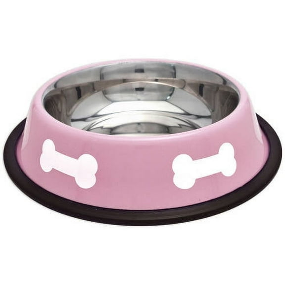 Fashion Steel Bowl Red with White Bones, 16 oz