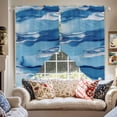 thumbnail image 2 of Blue Waves Swag Curtain Valance for Windows, Watercolor Retro Ripple Window Treatments Short Swag Topper for Kitchen Windows Bathroom Bedroom, 36"x63", 2 of 8