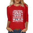 thumbnail image 2 of HOMBOM Easter Tops Women Red 3/4 Sleeve Graphic Tee Round Neck Easter Cross of Jesus Womens Casual Tops And Blouses S, 2 of 5