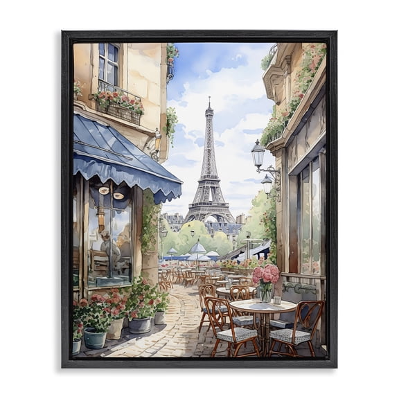 Stupell Industries French Country Eiffel Tower City View Black Floating Frame Canvas Art, 17 x 21, by LSR Design Studio