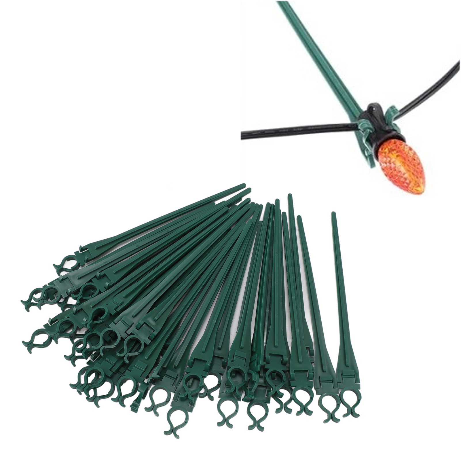 Power Zone Green Lawn Stake Christmas Flood Light Kit - 6ft Cord, 4410239