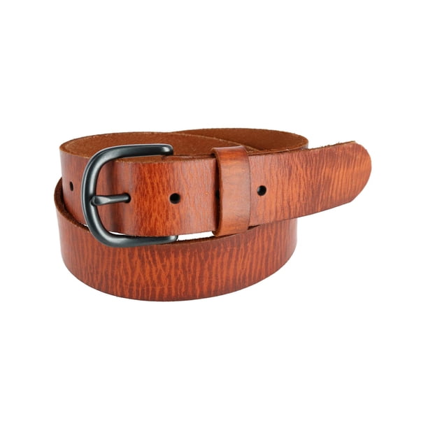Western Braided Leather Belt - Vintage Distressed Look With Solid Metal Buckle, Tan, 34 Inch